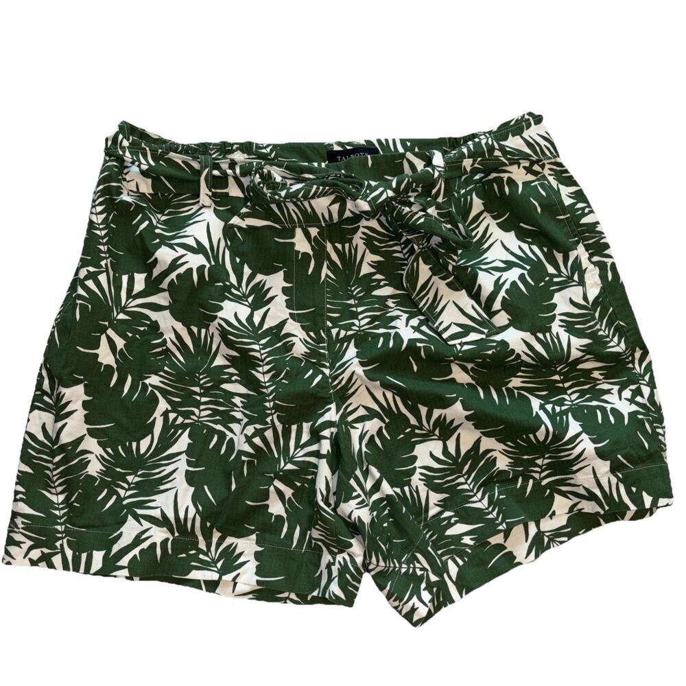 Talbots Women’s Green Palm Leaf Tropical Tie Short Sz‎ 20 NWT